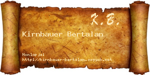 Kirnbauer Bertalan névjegykártya
